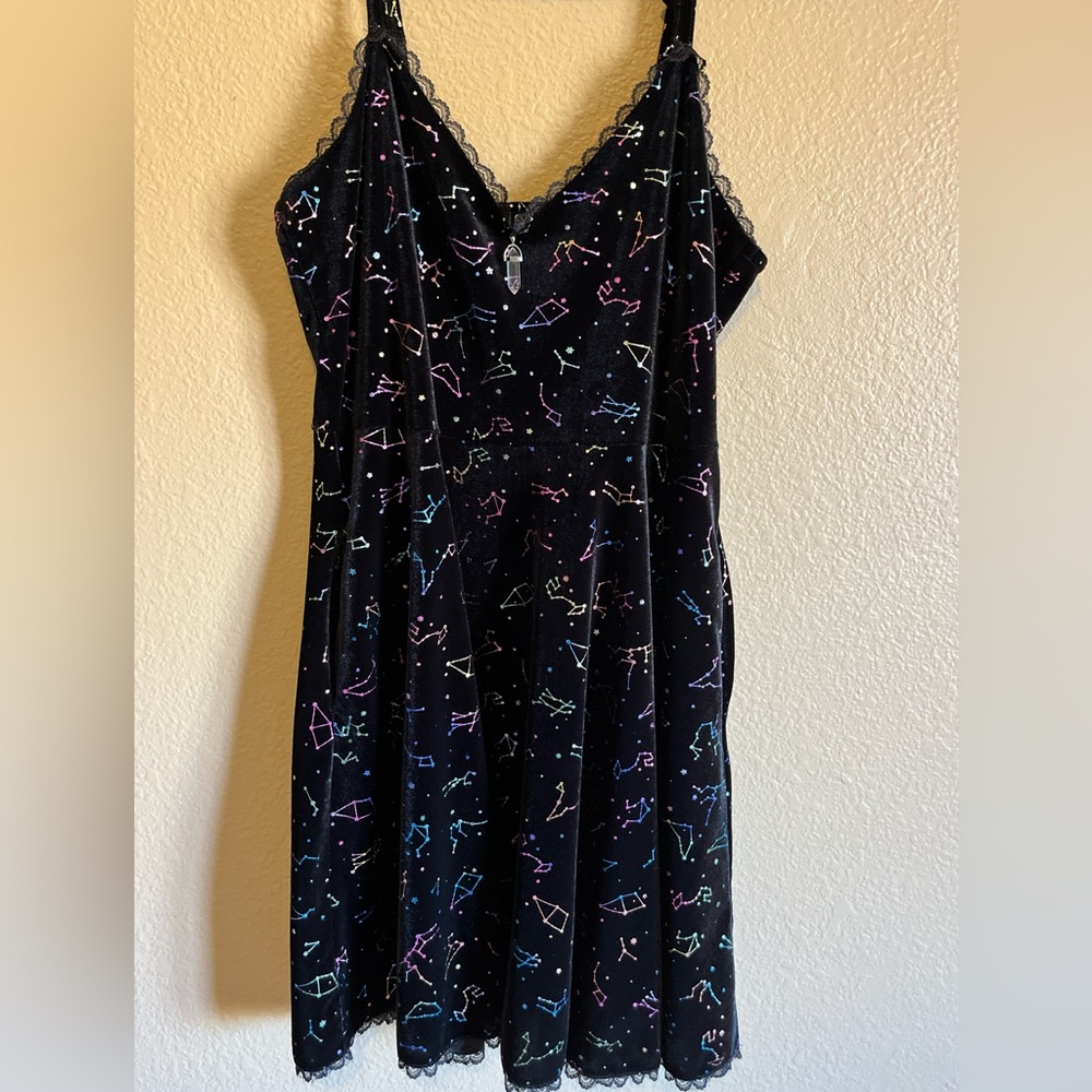 Cosmic Aura Rainbow Constellations Velvet Skater Dress